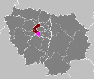 Arrondissement Antony na mapě regionu Île-de-France (fialově)