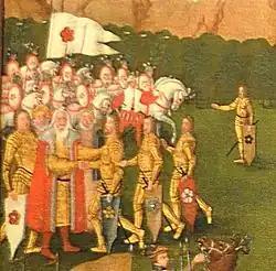 Vítek z Prčice dělí majetek mezi své syny (výřez z obrazu Dělení růží)