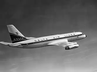 Convair 880 společnosti Delta Air Lines krátce po dodání: Delta měla po TWA druhou největší flotilu.