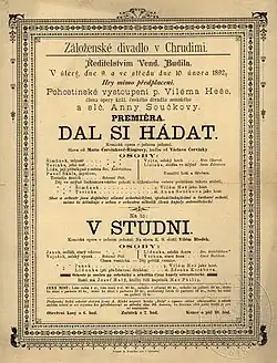 Plakát k premiéře opery Dal si hádat