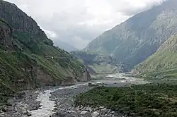 Pohled do soutěsky z území Gruzie