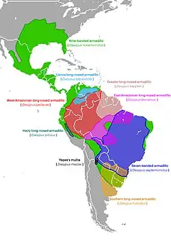 Areál rozšíření jednotlivých druhů