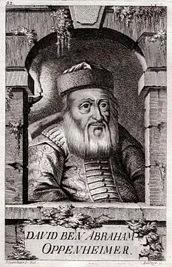 David ben Abraham Oppenheimer na mědirytu od Jana Jiřího Balzera (1772)