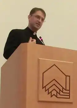 David Vopřada při obhajobě disertační práce (15. března 2012 Řím)