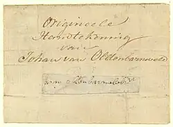 Johan van Oldenbarnevelt – podpis