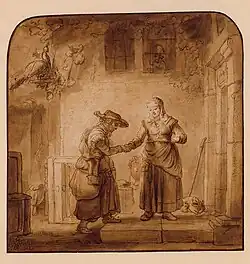 Navštívení, lavírovaná kresba, kolem 1645