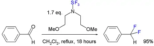Reakce bis(2-methoxyethyl)aminofluoridu síry