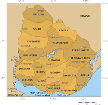 Politická mapa Uruguaye