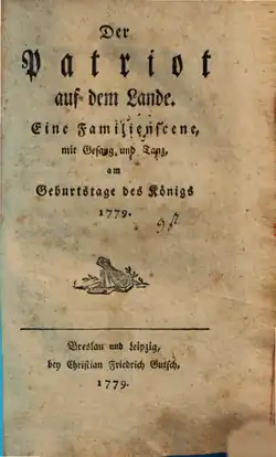 Titulní strana libreta Vlastence na vsi