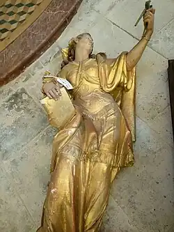 Socha sv. Apoleny po restaurování, připravena k osazení na původní místo oltáře sv. Juliány Falconieri