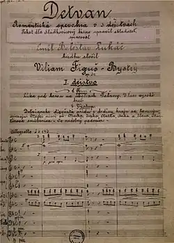 Titulní strana rukopisné partitury Detvana