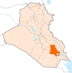 Umístění guvernorátu Dhíkár v Iráku
