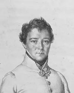 Kristián Kinský, detail z litografie, cca 1820