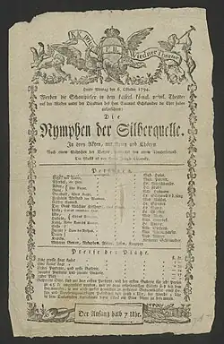 Vývěska k opeře Víly ze Stříbrného pramene