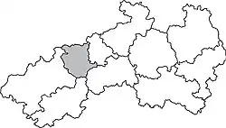 Teplický vikariát (šedě) na mapě litoměřické diecéze