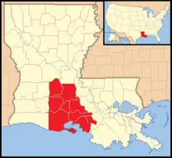 Diecéze Lafayette v Louisianě na mapě