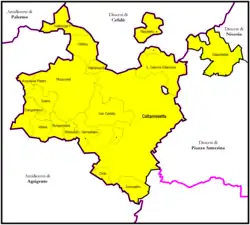 Diecéze Caltanissetta na mapě