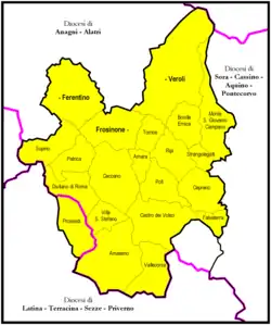 Diecéze Frosinone-Veroli-Ferentino na mapě