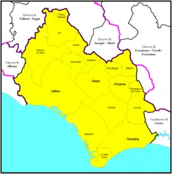 Diecéze Latina-Terracina-Sezze-Priverno na mapě