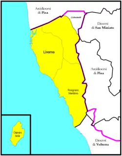 Diecéze Livorno na mapě