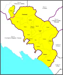 Diecéze Massa Carrara-Pontremoli na mapě