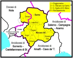 Diecéze Nocera Inferiore-Sarno na mapě