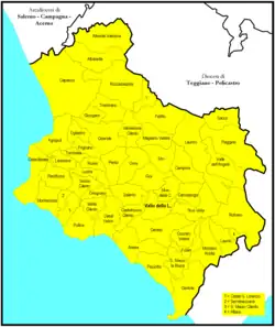 Diecéze Vallo della Lucania na mapě