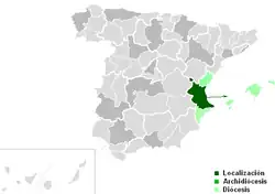 Arcidiecéze valencijská na mapě