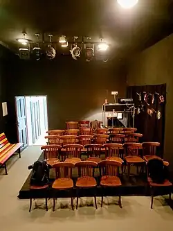 Vnitřek (hlediště a malý technický velín) Divadélka na ochozu (podzim 2021)