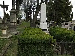 Dlažkovice, hrob s litinovými náhrobky.jpg