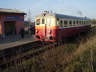 Dobratice pod Prašivou-na železniční zastávce Motorový vůz M 262.0