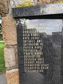 Detail části desky se jmény členů rodiny Schartových