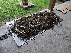 Výsledná štěpka připravená k sušení před uskladněním