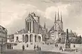 Rytina erfurtské katedrály z roku 1839 od Heinricha Wilhelma Teichgräbera