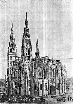 Nerealizovaný Steindlův návrh na dostavbu Dómu svaté Alžběty v Košicích