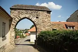 Down gate of fortification of Jemnice, Třebíč District.JPG