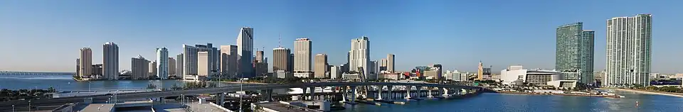 Panorama centra Miami ve dne.