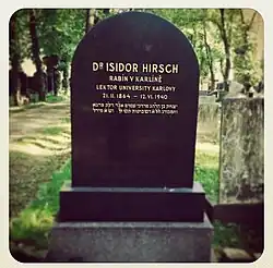 Náhrobek dr. Isidora Hirsche na Novém židovském hřbitově v Praze