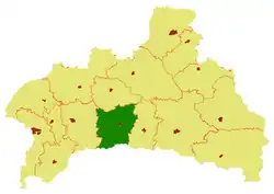 Drahičynský rajón (zeleně) na mapě Brestské oblasti
