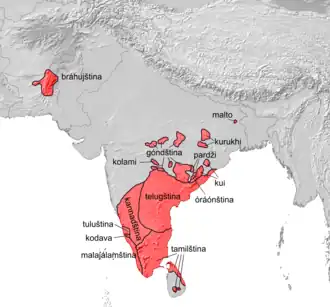 Rozšíření drávidských jazyků
