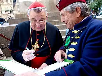 Domininik Duka s velitelem 43. sboru Selské jízdy „Jana Žižky z Trocnova“ Františkem Sáčkem 27. září 2013