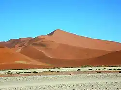 Duna 45 v poušti Namib je nejvyšší písčitou dunou na světě