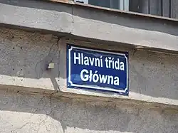 České a polské označení ulice v Českém Těšíně