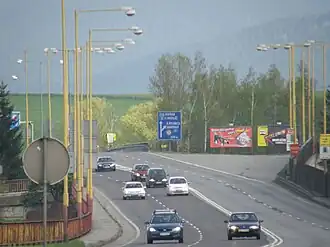 Silnice I/18 v peáži s I/59 v Ružomberku