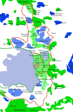 Východní Jeruzalém na mapě