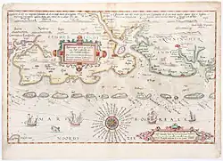 Východofríské ostrovy na mapě z roku 1584. Ostrůvek Buise je na mapě uprostřed mezi ostrovy Norderney a Juist