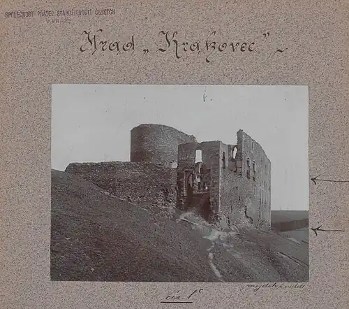 Hrad Krakovec v květnu 1911 na fotografii Eduarda Sochora (SOA Praha, fond: Klub československých turistů odbor Rakovník., inv.č. 78)