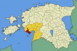 Obec Tõstamaa v rámci kraje Pärnumaa (před rokem 2017)