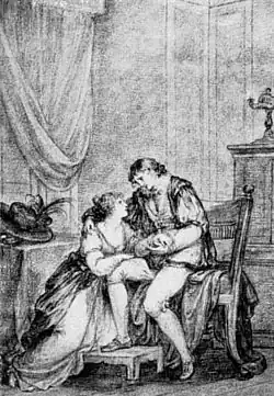 Klára a Egmont, scéna ze hry, kresba Angeliky Kauffmanové z roku 1807