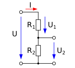 Schéma děliče napětí.